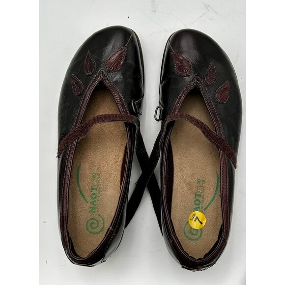 Naot Womens Mary Jane Leather Flats Size 8 (EU 40) Leaf Detail Comfort Orthotic - Picture 6 of 6